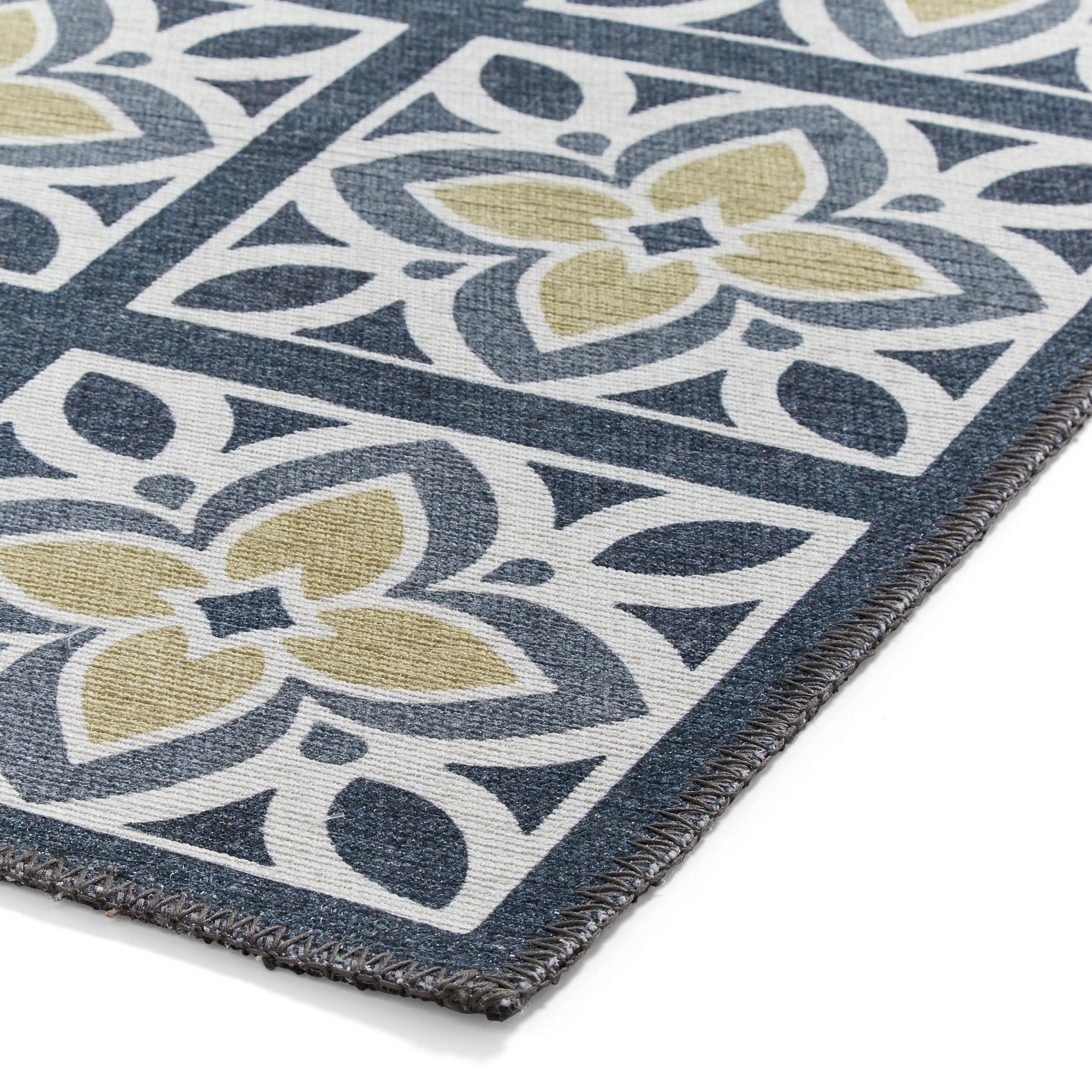 Victoria H1191 Modern Geometric Washable Rugs In Grey Yellow